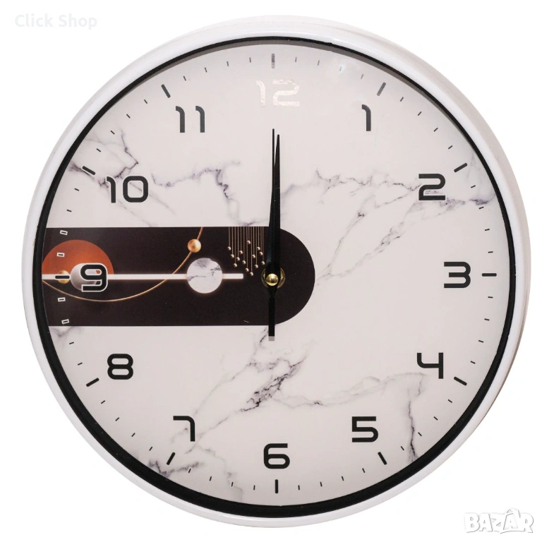 Стенен часовник, бял мраморен, Ø29–30 см, снимка 1