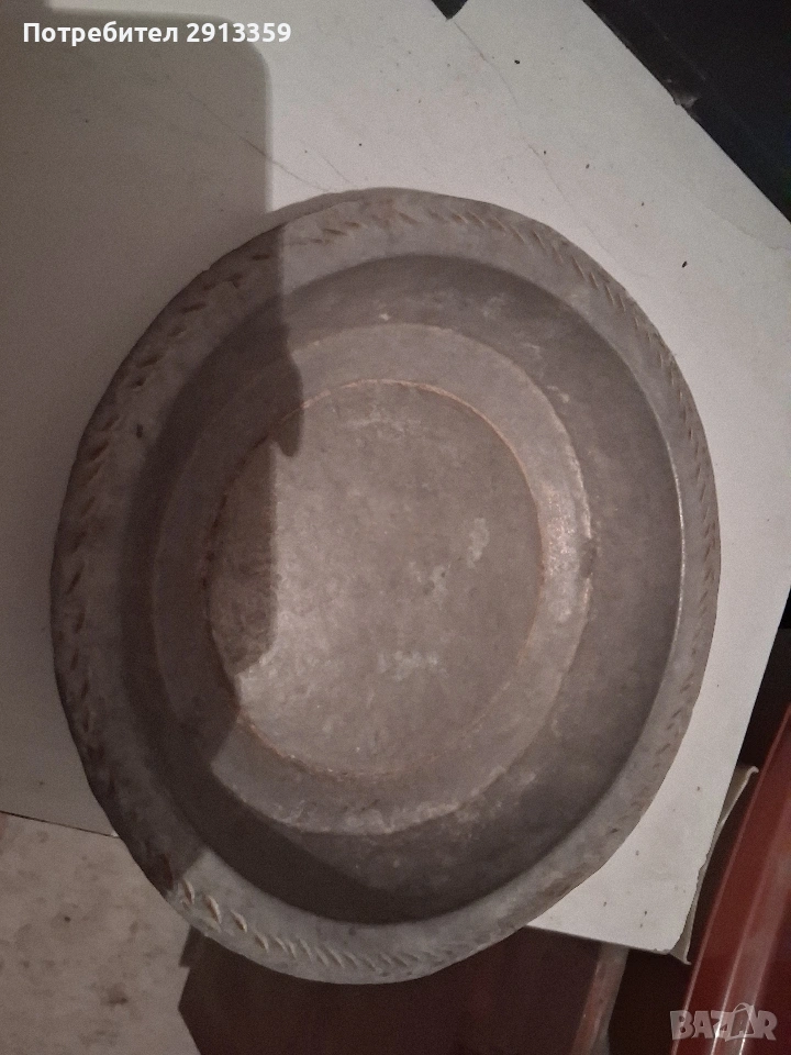 Бакърена паница от кована мед., снимка 1