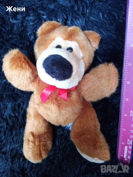 Плюшено мече с червена панделка, снимка 1