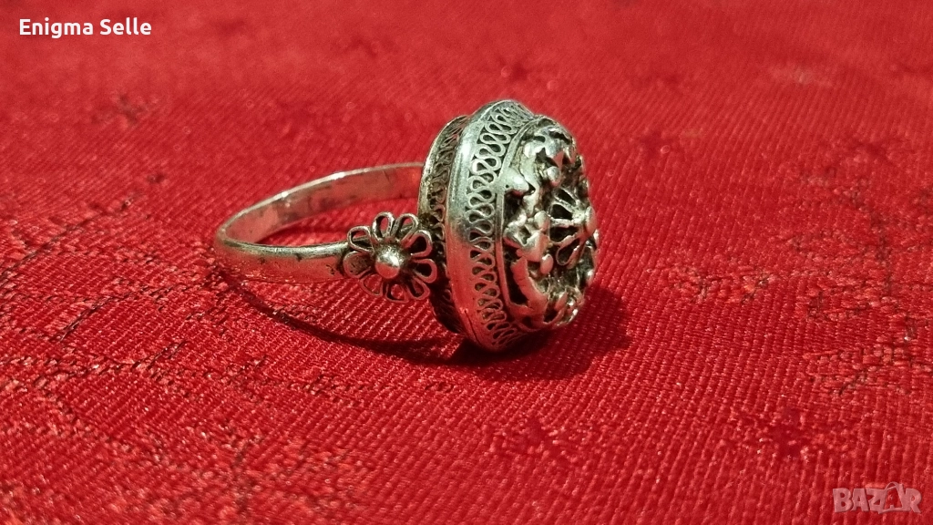 Възрожденски филигранен сребърен пръстен, снимка 1