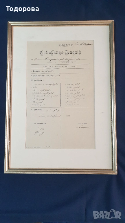 Стара немска диплома от 1882 година, снимка 1