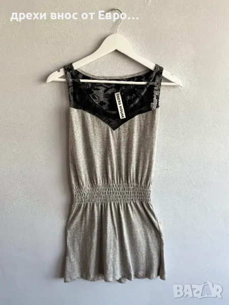 Сива туника с дантела, снимка 1