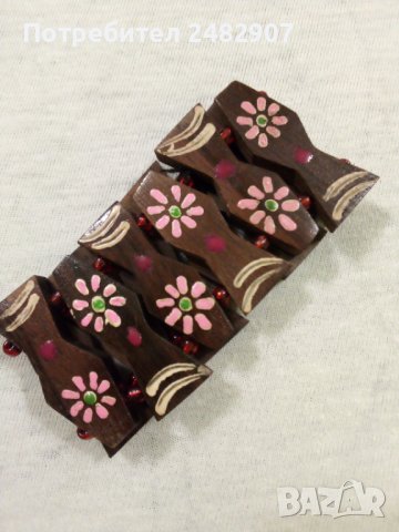 Стара дървена гривна, снимка 2 - Антикварни и старинни предмети - 40486393