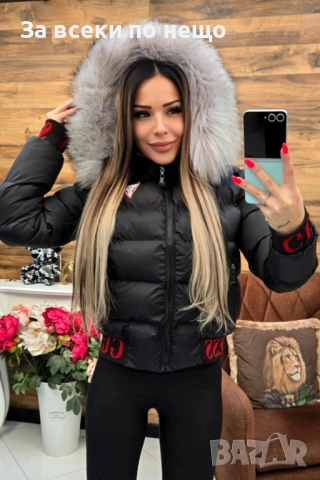 Guess Дамско Черно Зимно Яке С Естествен Пух На Качулката Гес Код W.S.O.29