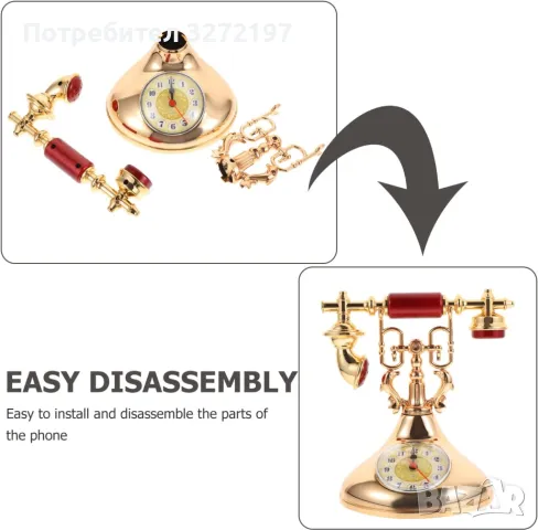 Старинен модел Европейски ретро телефон,форма на настолен часовник с будилник,различни цветове, снимка 7 - Други - 49192063