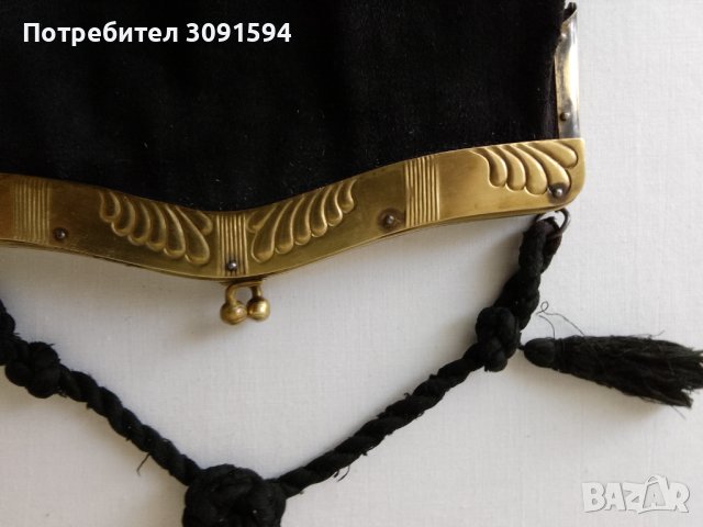 19  век  дамска чанта черно кадифе със месингови обков , снимка 8 - Антикварни и старинни предмети - 41607343