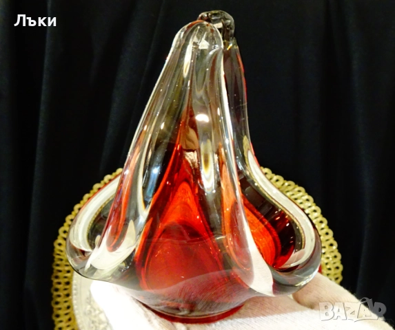 Бонбониера кошничка цветно стъкло на Paul Kedelv. , снимка 4 - Антикварни и старинни предмети - 52587072