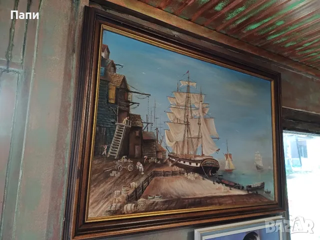 Стара маслена картина в/у платно. , снимка 8 - Картини - 48150356