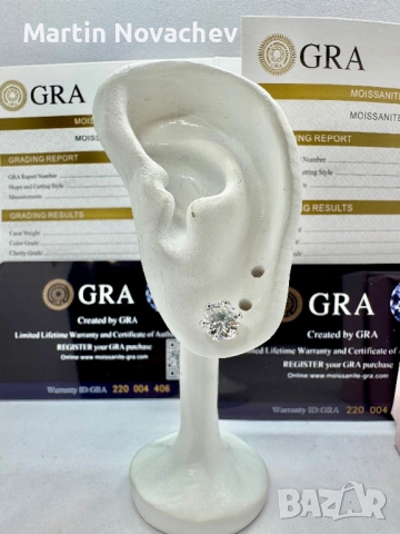 Сребърни обеци с мойсанит (Диамант) 1 карат, снимка 6 - Обеци - 53330782