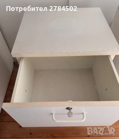 Бяло шкафче с две чекмеджета - 53х46х74 см, снимка 4 - Шкафове - 53218747