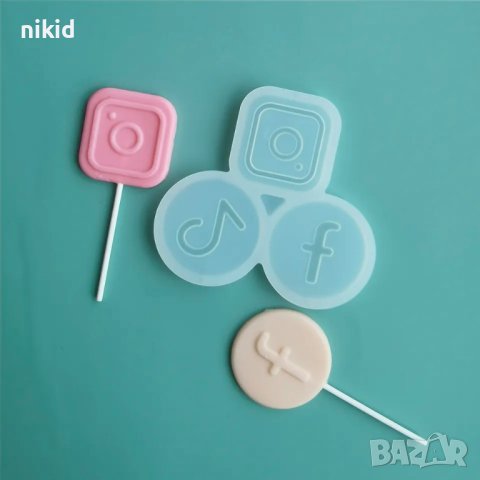 Тик ток Инстаграм фейсбук tik tok instagram facebook силиконов молд форма за близалки смола изомалт , снимка 5 - Форми - 41894679