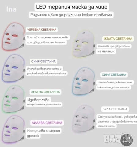 Лед Маска за изглаждащ лицето ефект , снимка 2 - Козметика за лице - 51762803