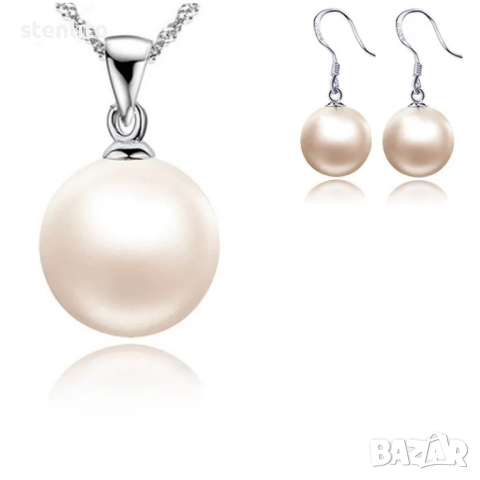 Сребърни обеци “Висяща Перла”, снимка 2 - Обеци - 44583974