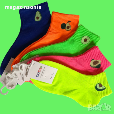 Дамски/юношески спортни чорапи с авокадо в неонови цветове, снимка 2 - Дамски чорапи - 44756942