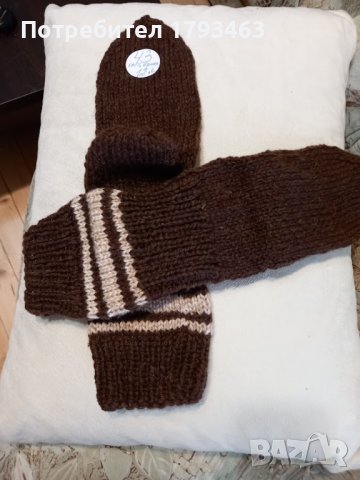 Ръчно плетени мъжки чорапи от вълна, размер 43, снимка 2 - Мъжки чорапи - 39648240