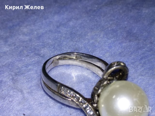 СКЪПОЦЕНЕН БЕЛ ЕПОК СТИЛ СРЕБЪРЕН ПРЪСТЕН РОДИРАНО СРЕБРО 925 с ОГРОМЕН БИСЕР и ЦИРКОНЧЕТА 26838, снимка 10 - Пръстени - 40574721