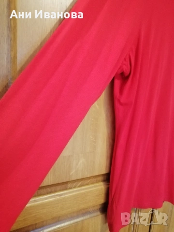 нова дамска блуза, голям размер в червен цвят, снимка 6 - Блузи с дълъг ръкав и пуловери - 53346426