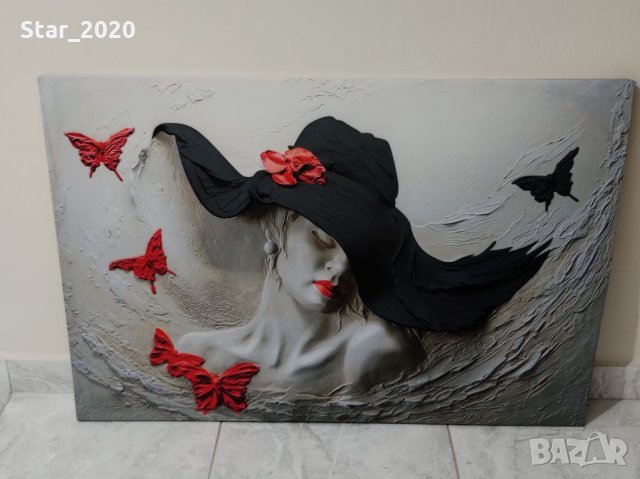 Светеща картина с Led осветление - жената с пеперуди