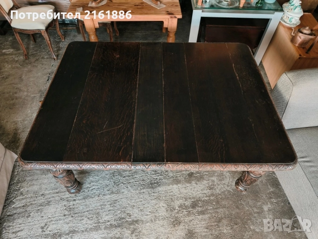 Антикварна маса с дърворезба , снимка 4 - Антикварни и старинни предмети - 51444237