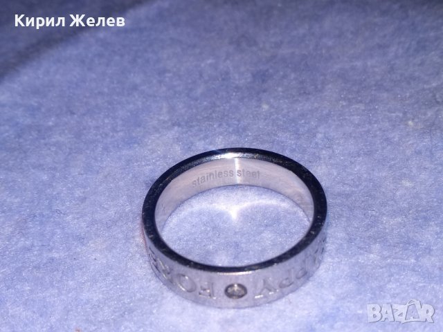 HAPPY FOREVER МОДЕН АРТ ПРЪСТЕН Тип ХАЛКА МАРКИРАНА БЛАГОРОДНА СТОМАНА с ФАСЕТИРАН ЦИРКОН 36972, снимка 9 - Пръстени - 39728780
