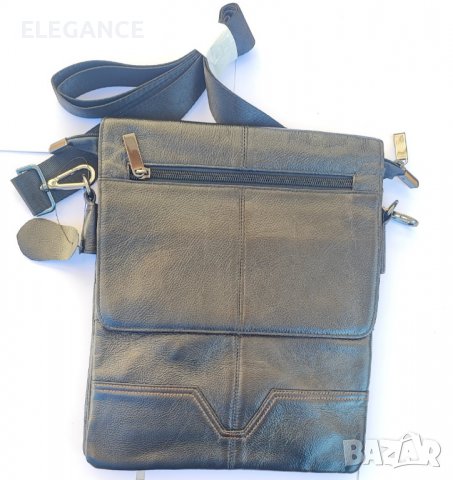 Мъжка кожена чанта с капак., снимка 4 - Чанти - 38806761
