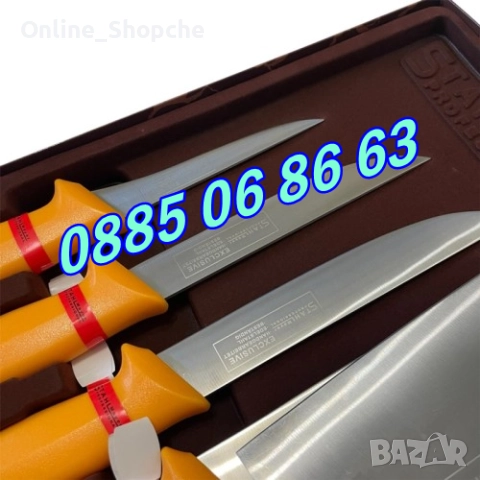 Комплект от професионални месарски ножове и сатър 5 части + брус, снимка 5 - Други - 51844441