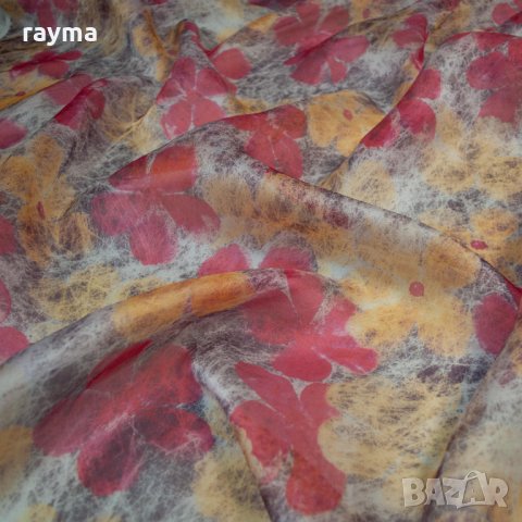 Плат дизайнерска органза естествена коприна принт цветя -50%, снимка 5 - Поли - 34474519