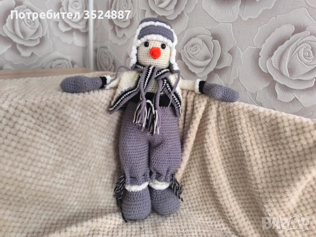 Коледно джудже, гном, плетена плюшена играчка, амигурум, снимка 7 - Плюшени играчки - 52708095