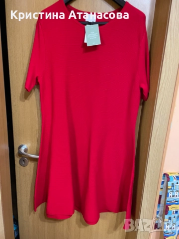 Червена рипсена рокля H&M - 2XL, снимка 6 - Рокли - 52448199