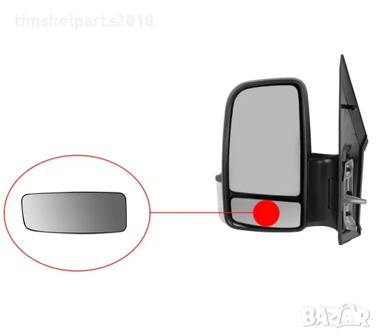 Ляво Стъкло за огледало БЕЗ подгряване за VW Crafter, Mercedes Sprinter 2006-2018
