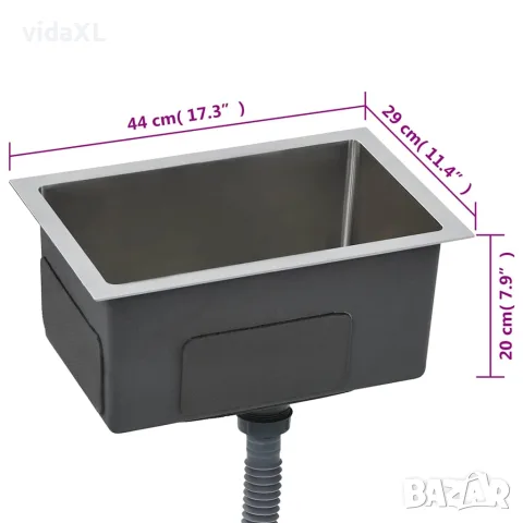 vidaXL Ръчно изработена кухненска мивка, неръждаема стомана, снимка 8 - Мивки - 56146070