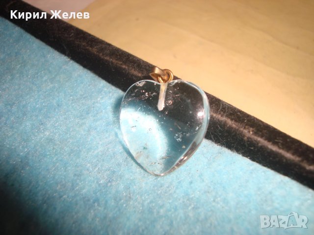 СТАРО КРИСТАЛНО ПОЗЛАТЕНО СЪРЧИЦЕ - ЧИСТ ПЛАНИНСКИ КРИСТАЛ УКРАШЕНИЕ АРТ ДЕКО БИЖУ 27126, снимка 2 - Антикварни и старинни предмети - 35664621