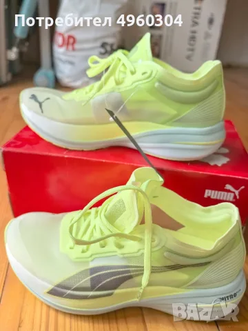 ЧИСТО НОВИ Маратонки с карбонова пластина PUMA Deviate Nitro Elite – размер 37 (23 см), снимка 12 - Маратонки - 56232581