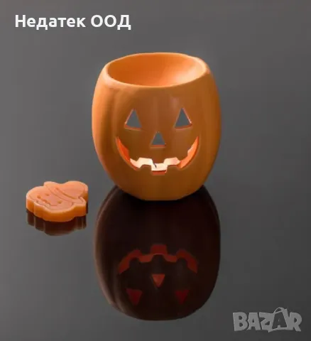 Керамична поставка за свещ, тиква, оранжево , снимка 3 - Декорация за дома - 47521407