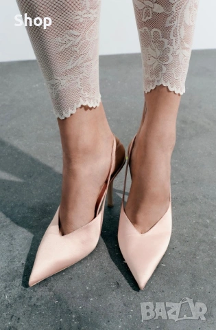 👡 Сатенени обувки на ток на Zara 👛, снимка 2 - Дамски обувки на ток - 53773100