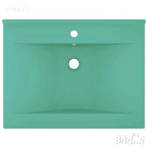 vidaXL Луксозна мивка отвор за кран светлозелен мат 60x46 см керамика, снимка 3 - Мивки - 56146115