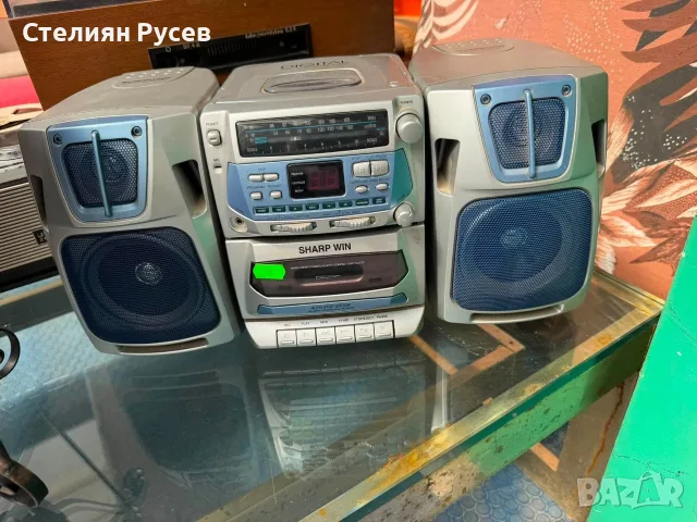 180844 аудио уредба с радио  sharp  cd63amr -цена 13 евро смр има слот за диск и касета, радио работ