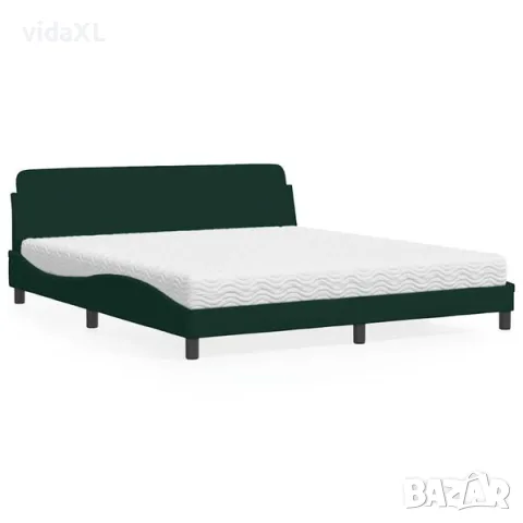 vidaXL Легло с матрак Dover, тъмнозелено, 180x200 см, кадифе(SKU: 3208454), снимка 2 - Спални и легла - 56135601