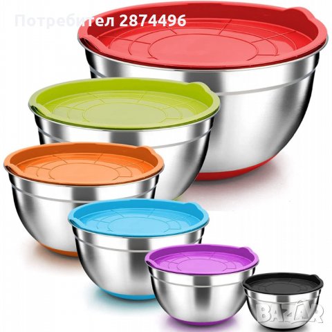 3155 Метални купи за разбъркване със силиконово дъно, снимка 5 - Съдове за готвене - 35725650