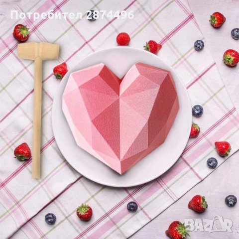 3152 Силиконов молд – Голямо Диамантено сърце, снимка 5 - Форми - 35764524