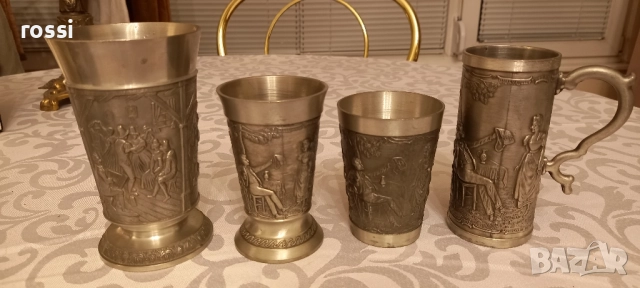 Vintage. Нови! Немски калаени чаши за вино, ракия серия Lindenwirthin, чаша, снимка 2 - Антикварни и старинни предмети - 43171627