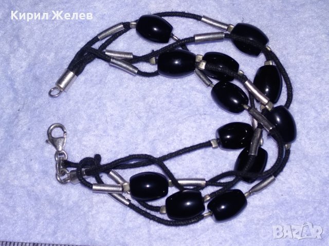 КРАСИВА ЕФЕКТНА СКЪПОЦЕННА ХЕНД - МЕЙД СРЕБЪРНА ГРИВНА СРЕБРО 925 и ЧЕРЕН ОНИКС 38700, снимка 5 - Гривни - 41741244