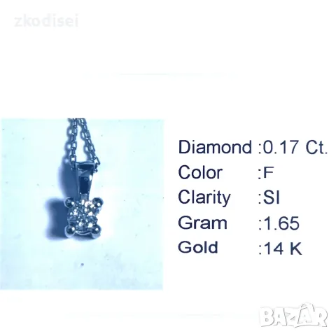 Златнo колие с диаманти 0,17Ct. чистота:SI 50см. модел:42920-1, снимка 3 - Колиета, медальони, синджири - 55824506