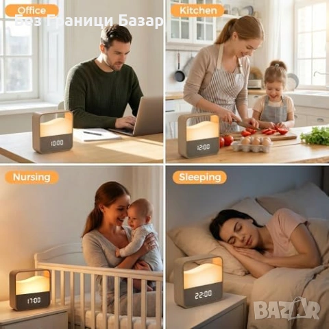 Нов Будилник с топла нощна светлина, 3 нива звук, 2500mAh батерия, снимка 7 - Друга електроника - 53691560
