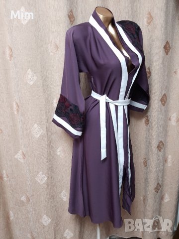 М Халат с дълъг ръкав в лилаво , снимка 4 - Нощници - 39099325
