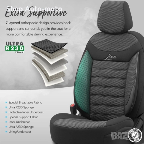 К-т Луксозна Тапицерия Automat-OTOM, Текстил с еко кожа, LINE Design, Черна с черен шев, снимка 6 - Аксесоари и консумативи - 52794307