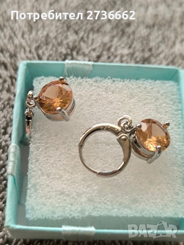Сребърни обеци с жълт цирконии , снимка 3 - Обеци - 53788082