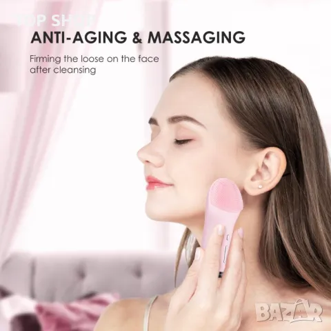 SVK CUTILY 3-в-1 звукова четка за почистване на лице от силикон с подгряване, почистващ масажор за л, снимка 10 - Маши за коса - 48763277
