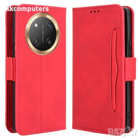 Honor Magic7 Lite 5G Magnetic Wallet Кожен Калъф и Протектор, снимка 3 - Калъфи, кейсове - 52623684