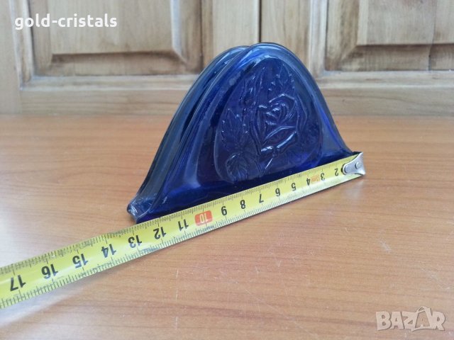 стъклен салфетник син кобалт, снимка 3 - Антикварни и старинни предмети - 34112314
